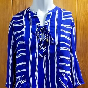 Oversized Blue and White Stripped